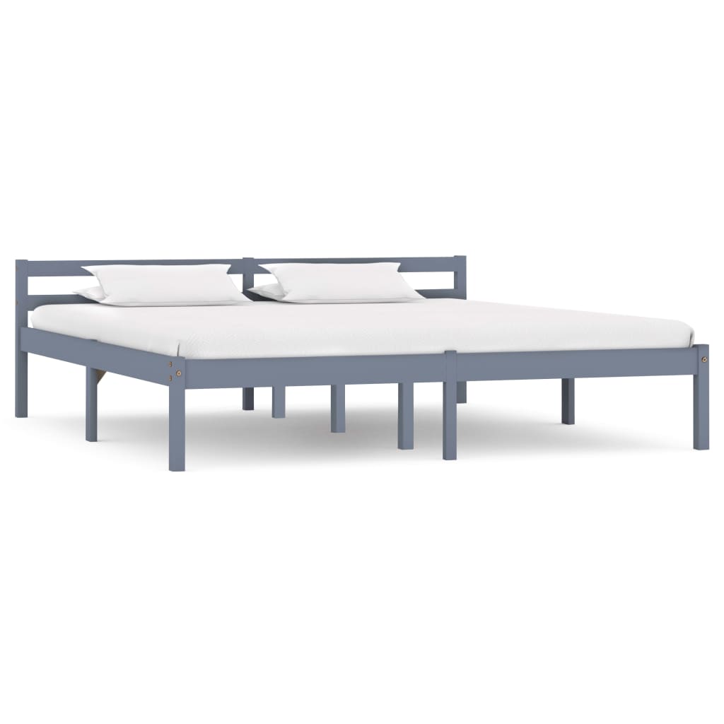 Giroletto senza Materasso Grigio 180x200 cm Legno Massello Pino