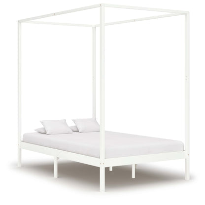 Giroletto a Baldacchino Bianco Legno Massello di Pino 140x200cm