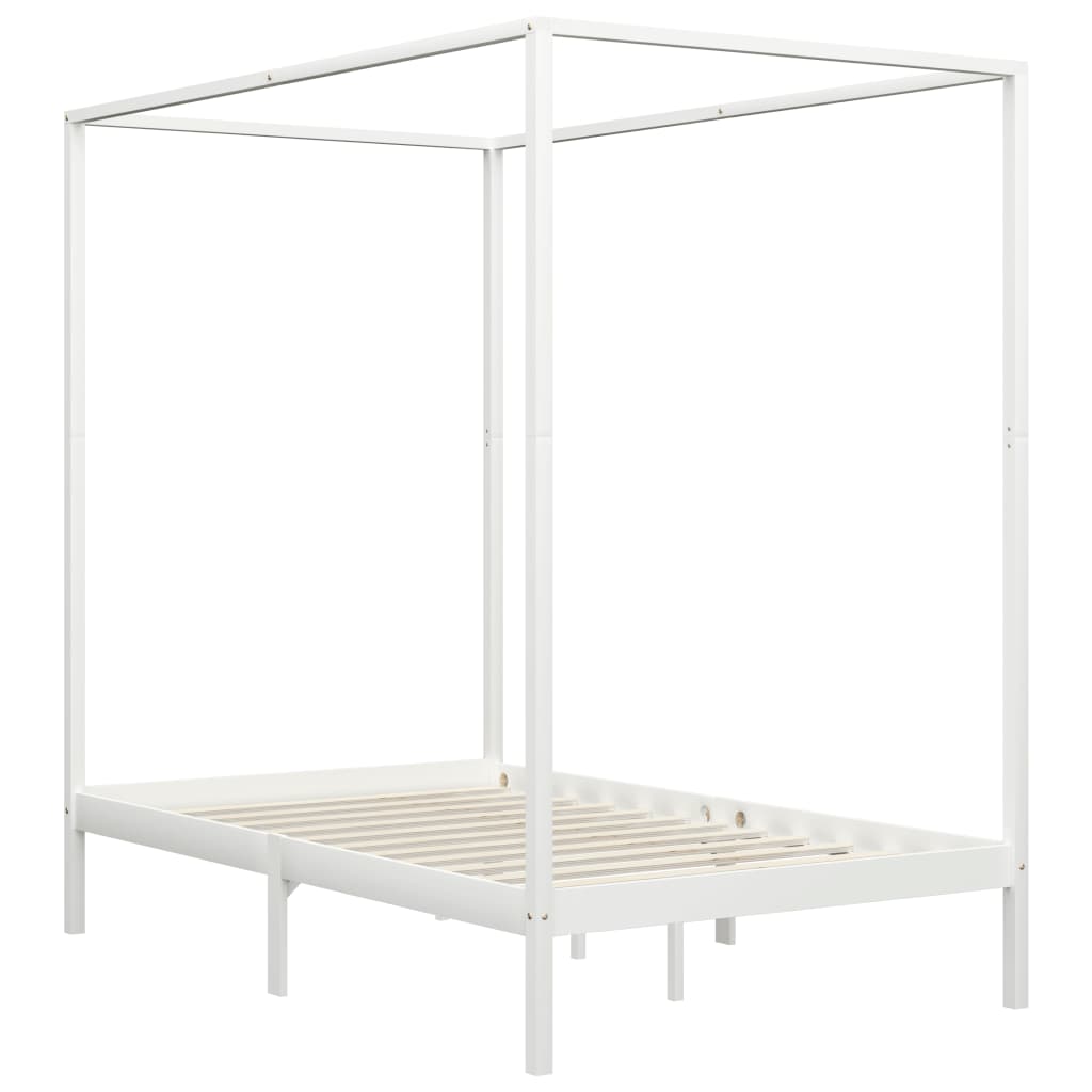 Giroletto a Baldacchino Bianco Legno Massello di Pino 140x200cm