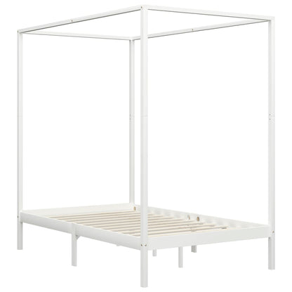 Giroletto a Baldacchino Bianco Legno Massello di Pino 140x200cm