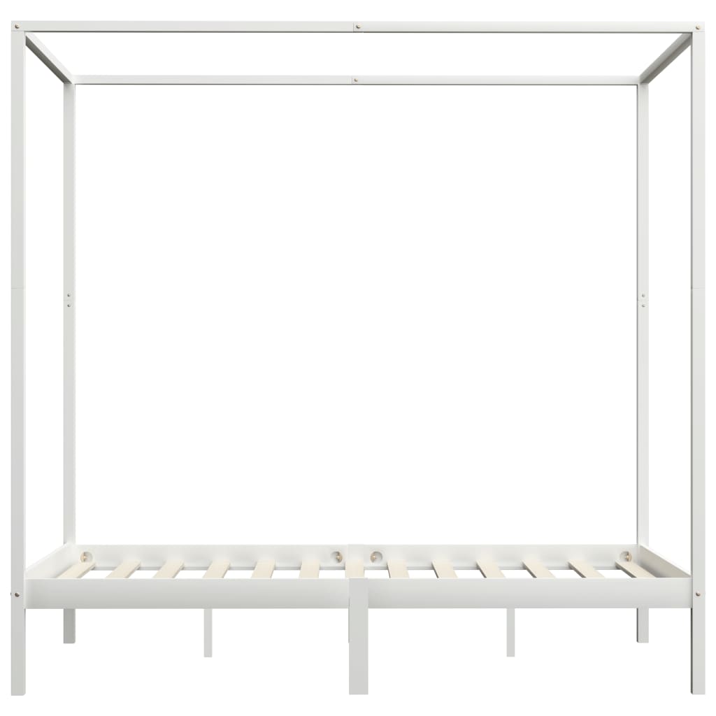 Giroletto a Baldacchino Bianco Legno Massello di Pino 140x200cm