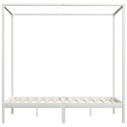 Giroletto a Baldacchino Bianco Legno Massello di Pino 140x200cm