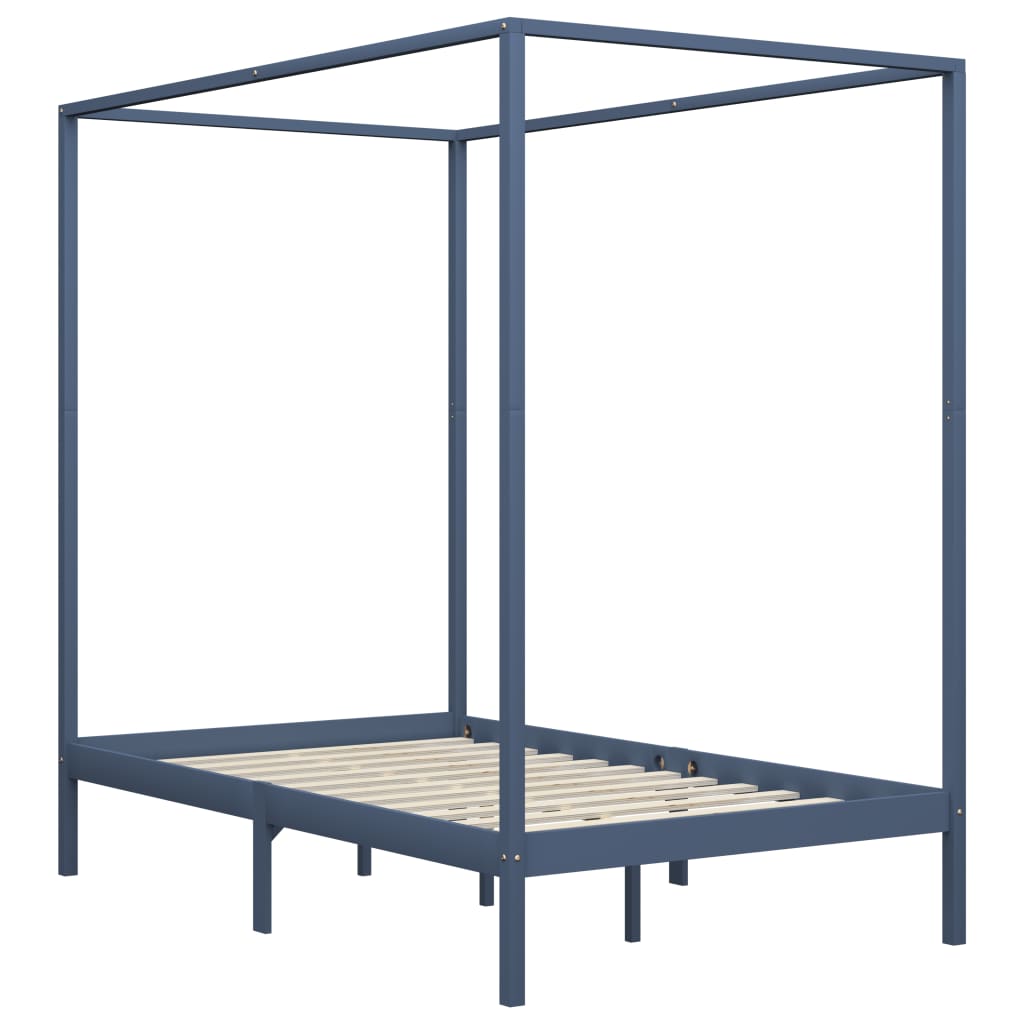 Giroletto Baldacchino senza Materasso Grigio 120x200 cm in Pino
