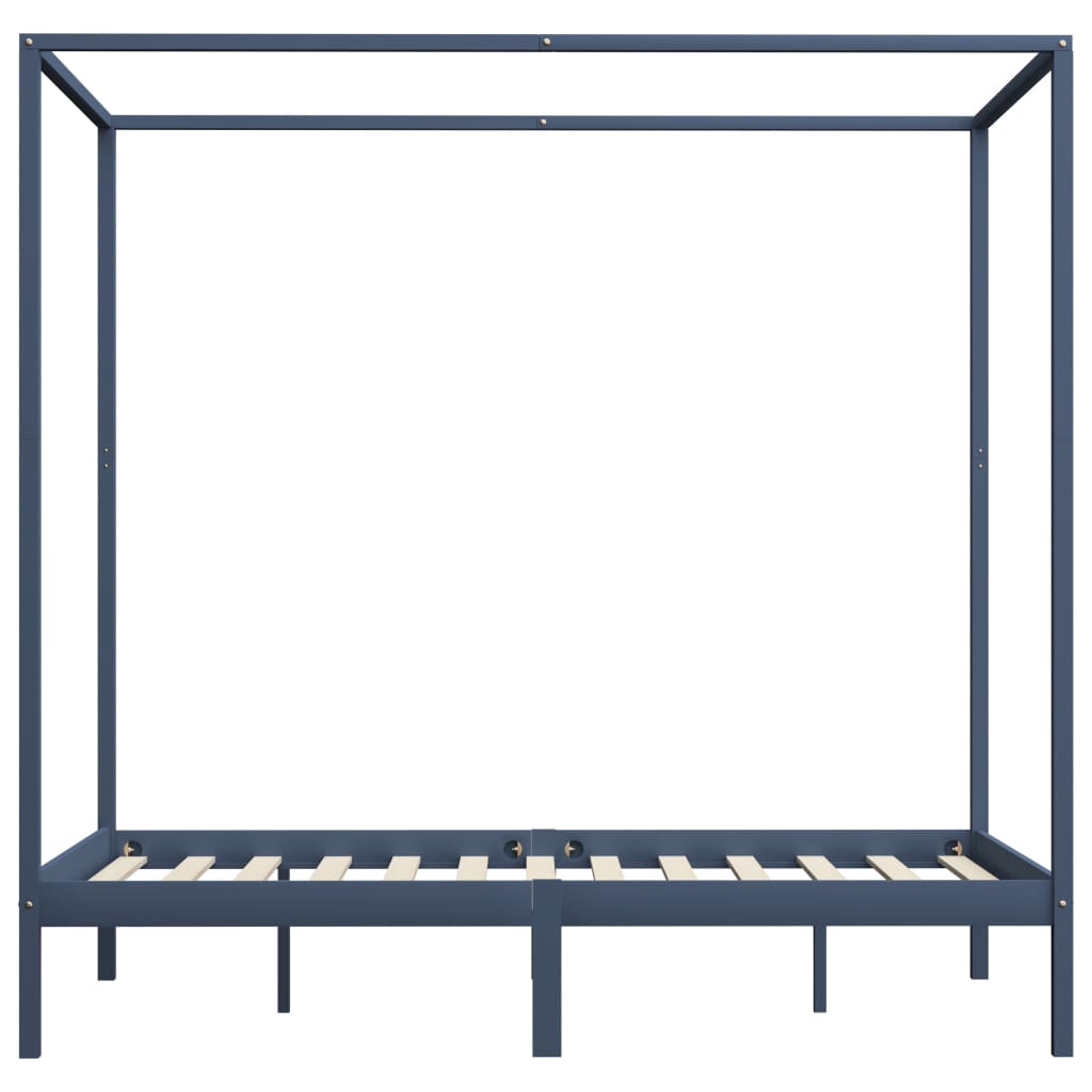 Giroletto Baldacchino senza Materasso Grigio 120x200 cm in Pino