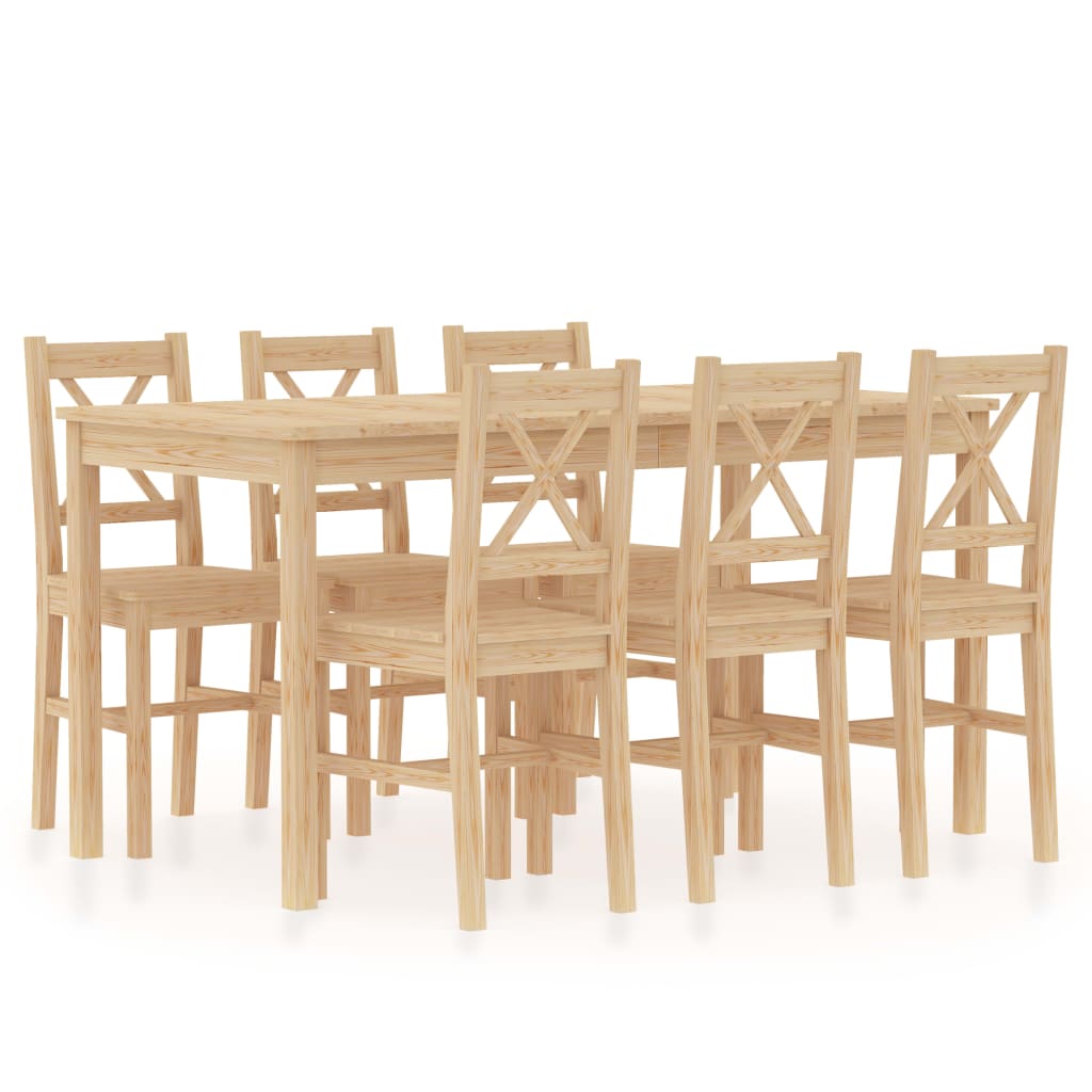 Set da Pranzo 7 pz in Legno di Pino