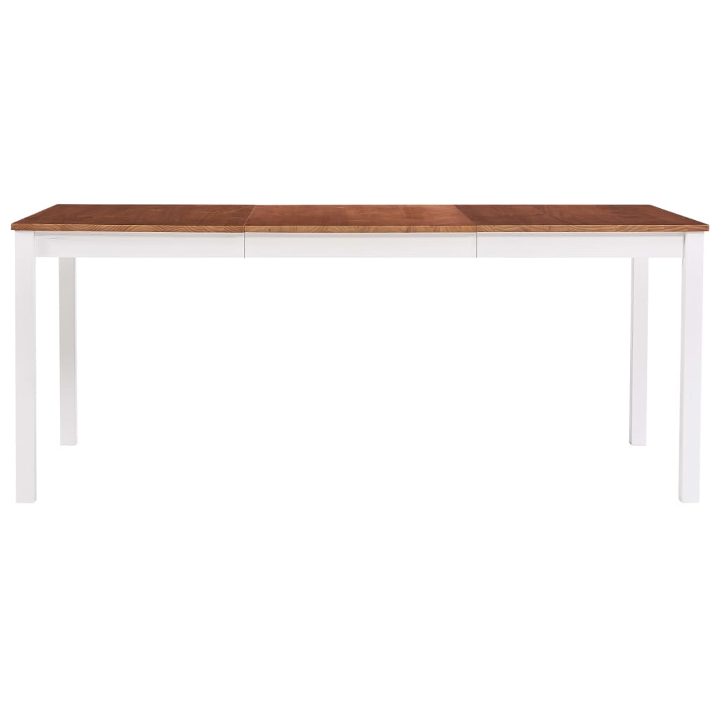 Tavolo da Pranzo Bianco e Marrone 180x90x73 cm in Legno di Pino