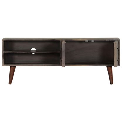 Mobile TV Grigio 130x30x46 cm in Legno Massello di Mango Grezzo