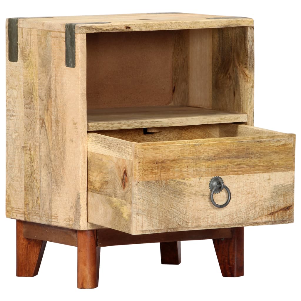 Comodino 40x30x52 cm in Legno Massello di Mango Grezzo
