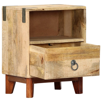 Comodino 40x30x52 cm in Legno Massello di Mango Grezzo