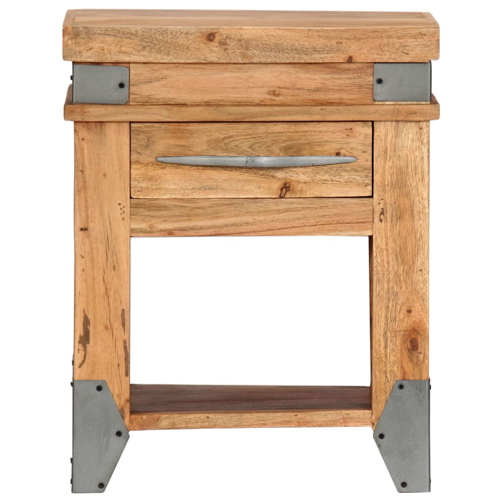 Comodino 40x30x51 cm in Legno Massello di Acacia