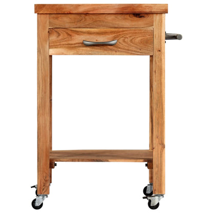 Carrello da Cucina 58x58x89 cm in Legno Massello di Acacia