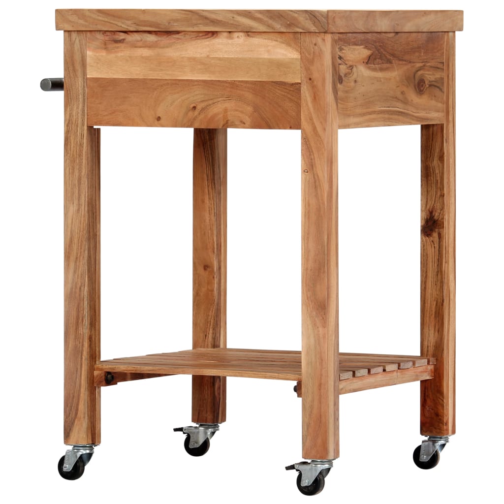 Carrello da Cucina 58x58x89 cm in Legno Massello di Acacia