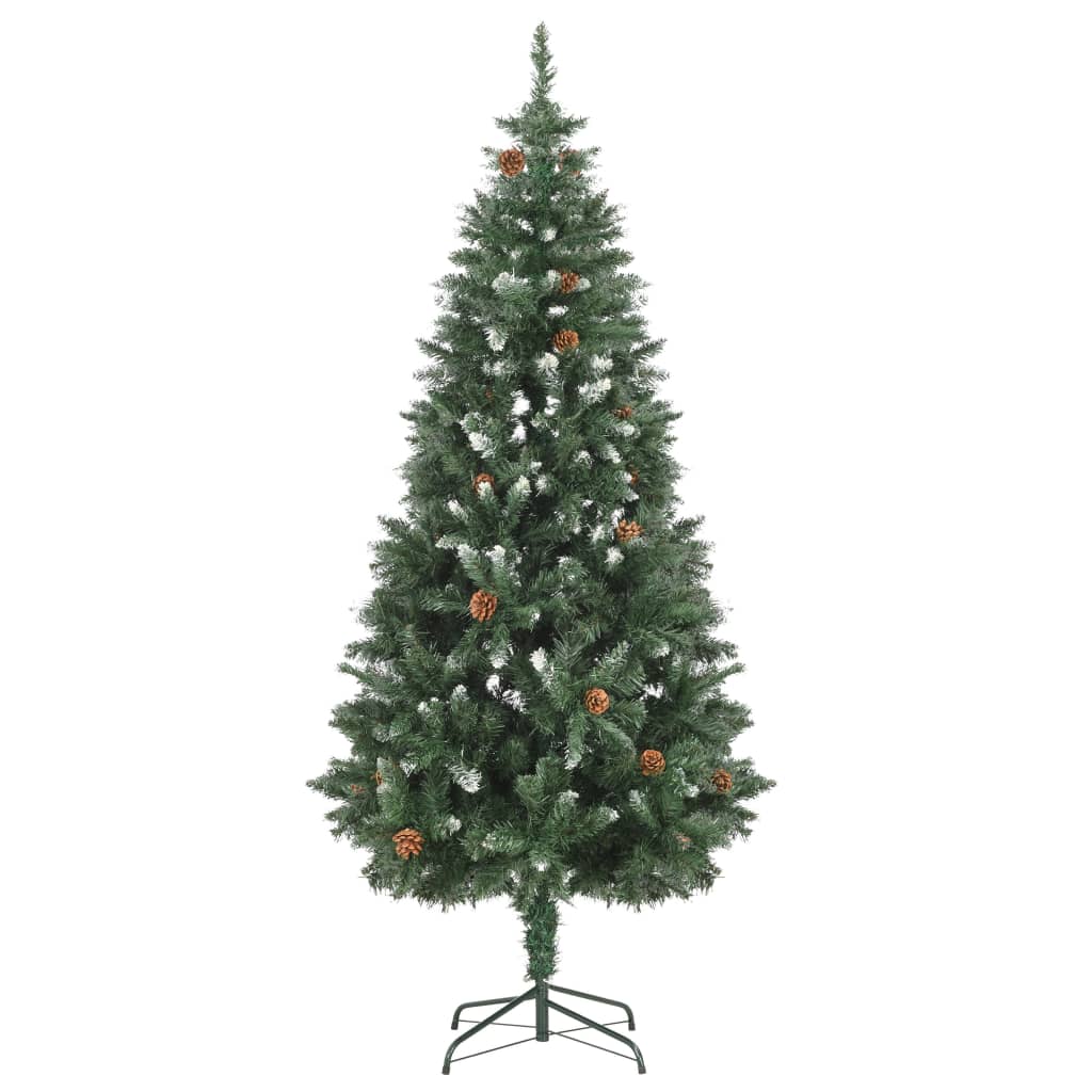 Albero di Natale Artificiale Pigne e Brillantini Bianchi 180 cm
