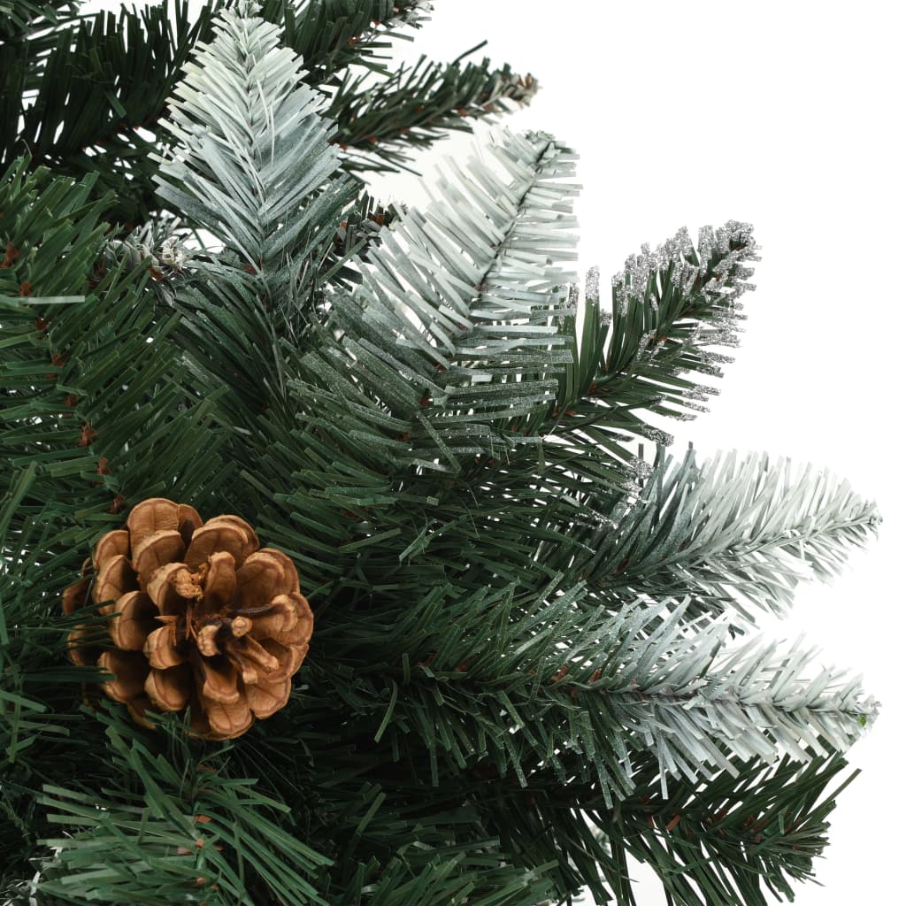 Albero di Natale Artificiale Pigne e Brillantini Bianchi 180 cm
