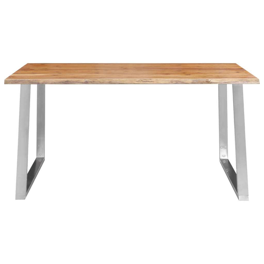 Tavolo da Pranzo 160x80x75cm Massello Acacia e Acciaio Inox