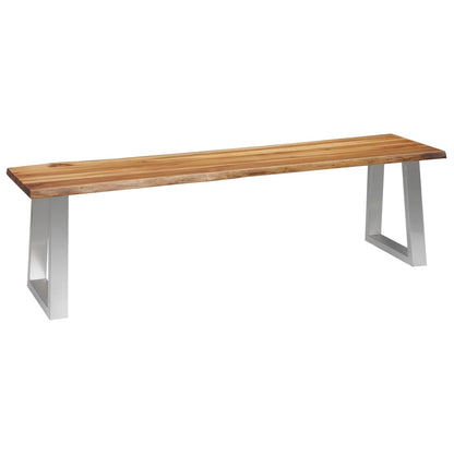 Panca 160 cm in Legno Massello d'Acacia e Acciaio Inox