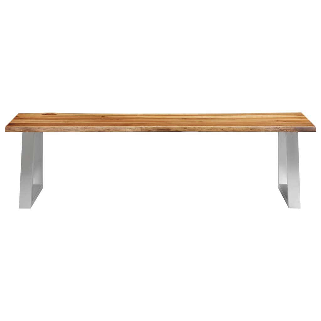 Panca 160 cm in Legno Massello d'Acacia e Acciaio Inox