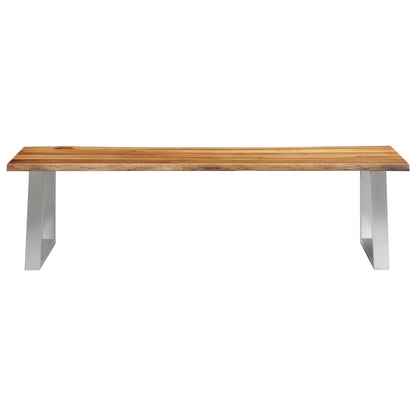 Panca 160 cm in Legno Massello d'Acacia e Acciaio Inox