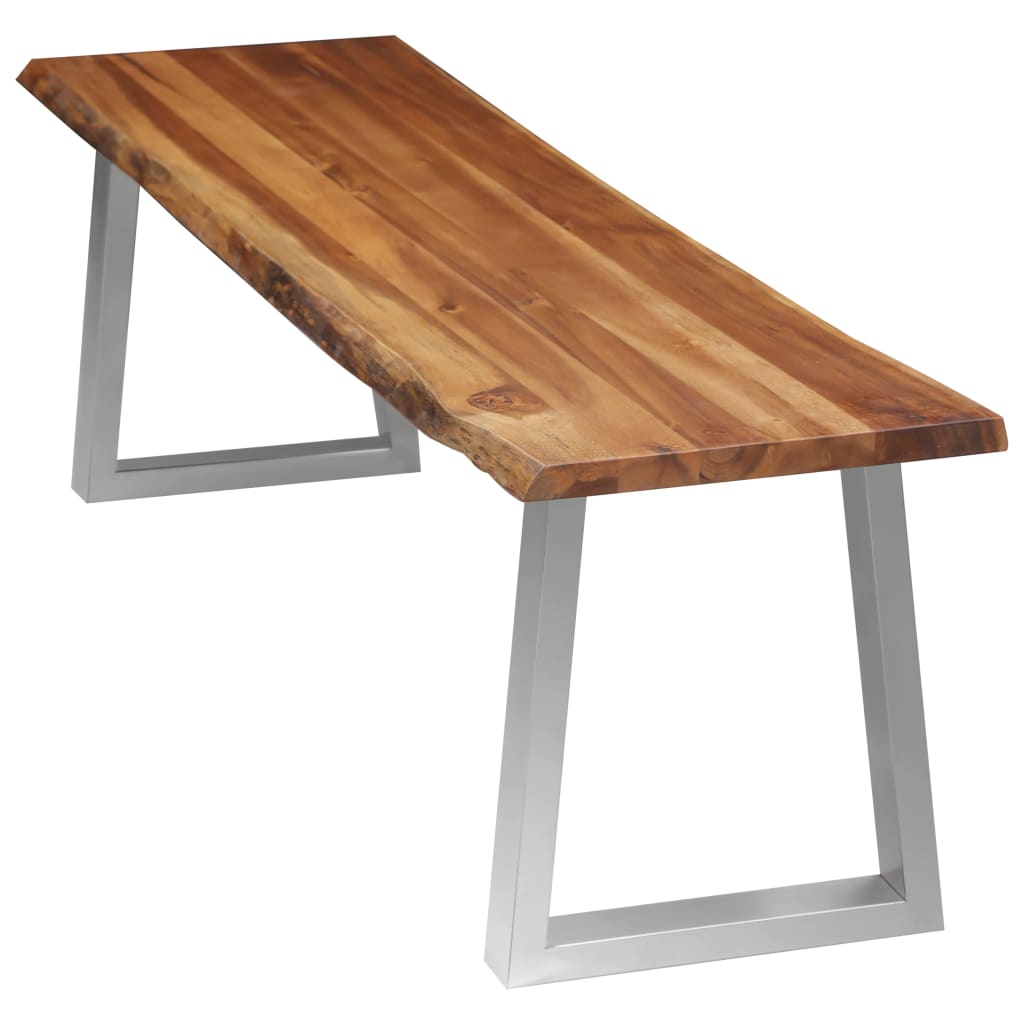 Panca 160 cm in Legno Massello d'Acacia e Acciaio Inox