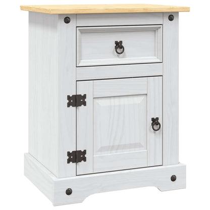Comodino in Legno di Pino Messicano Corona Bianco 53x39x67 cm