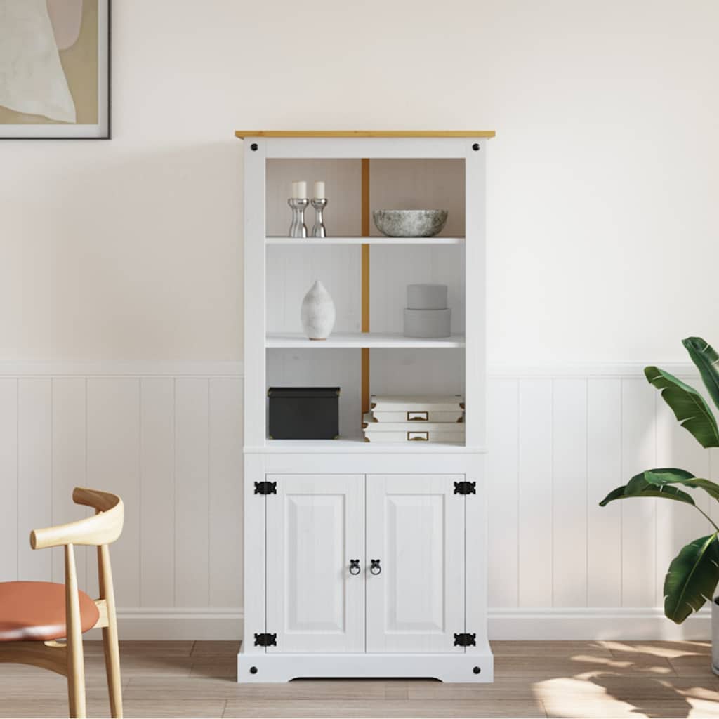 Credenza in Legno di Pino Messicano Corona Bianco 80x40x170 cm