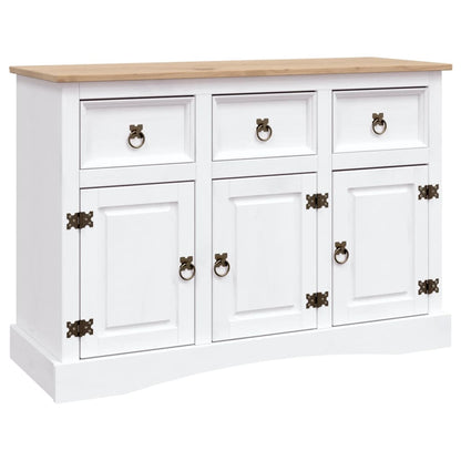 Credenza in Legno di Pino Messicano Corona Bianco 132x43x78 cm