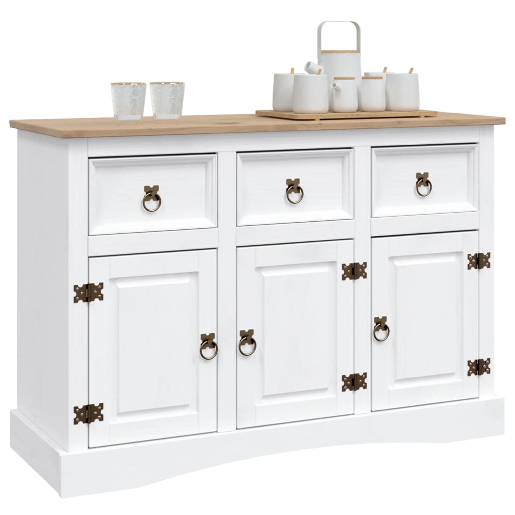 Credenza in Legno di Pino Messicano Corona Bianco 132x43x78 cm
