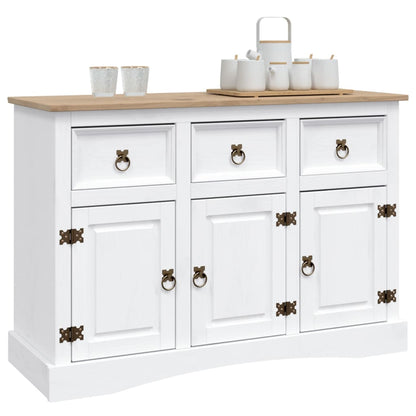 Credenza in Legno di Pino Messicano Corona Bianco 132x43x78 cm