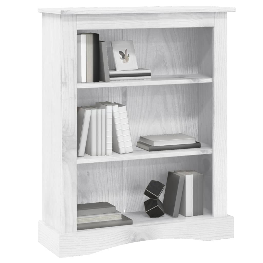 Libreria a 3 Ripiani Pino Messicano Corona Bianco 81x29x100 cm
