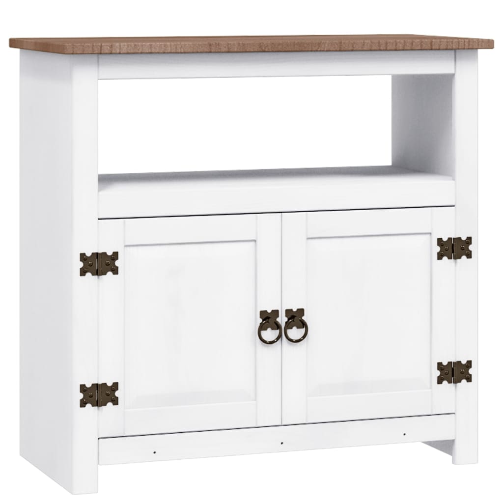 Mobile Porta TV Legno Pino Messicano Corona Bianco 80x43x78 cm