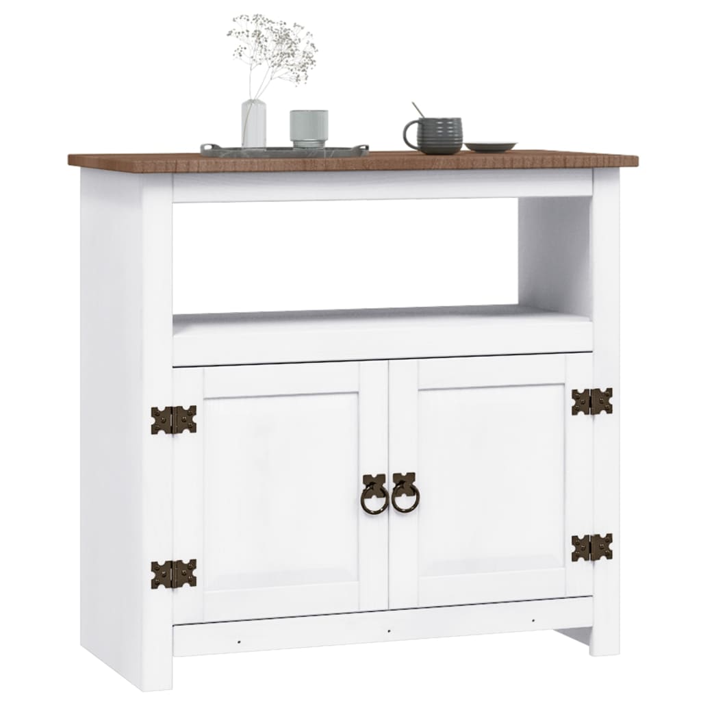Mobile Porta TV Legno Pino Messicano Corona Bianco 80x43x78 cm