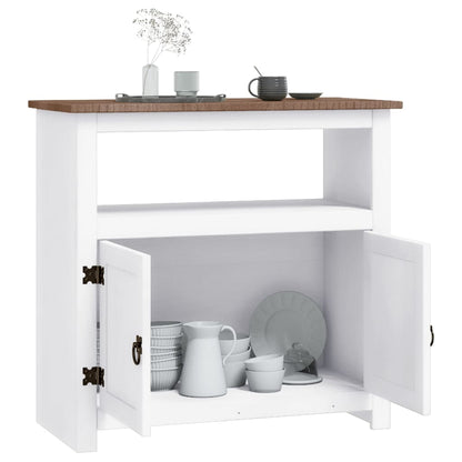 Mobile Porta TV Legno Pino Messicano Corona Bianco 80x43x78 cm