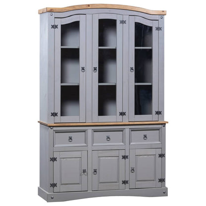 Credenza con Vetrina in Pino Messicano Corona Range Grigio