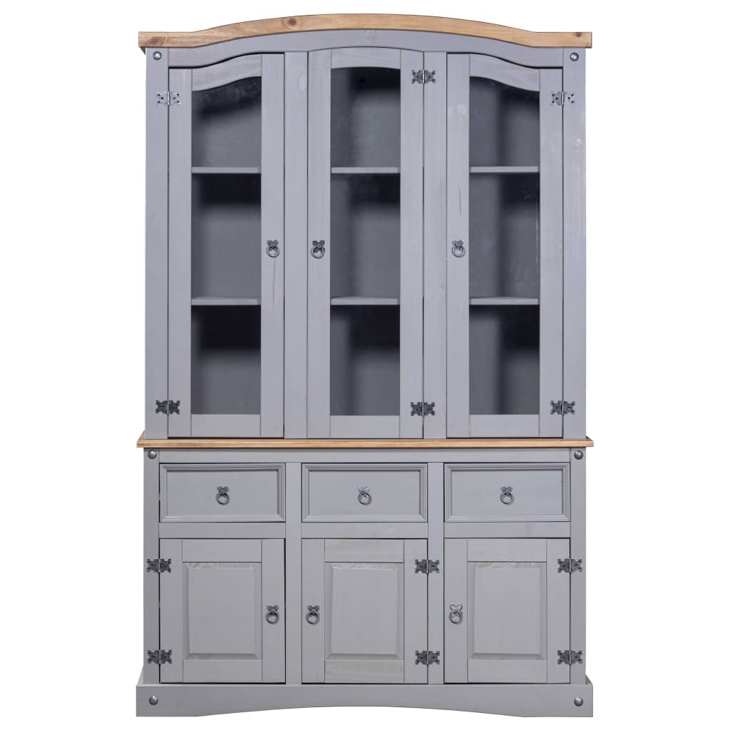 Credenza con Vetrina in Pino Messicano Corona Range Grigio