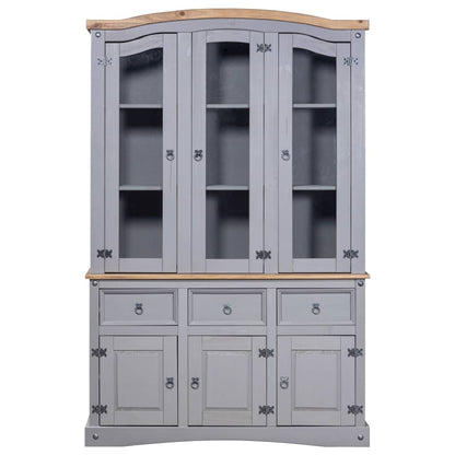 Credenza con Vetrina in Pino Messicano Corona Range Grigio