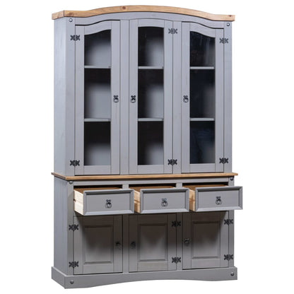 Credenza con Vetrina in Pino Messicano Corona Range Grigio