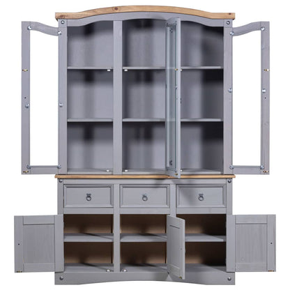 Credenza con Vetrina in Pino Messicano Corona Range Grigio