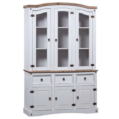 Credenza con Vetrina in Pino Messicano Corona Range Bianco