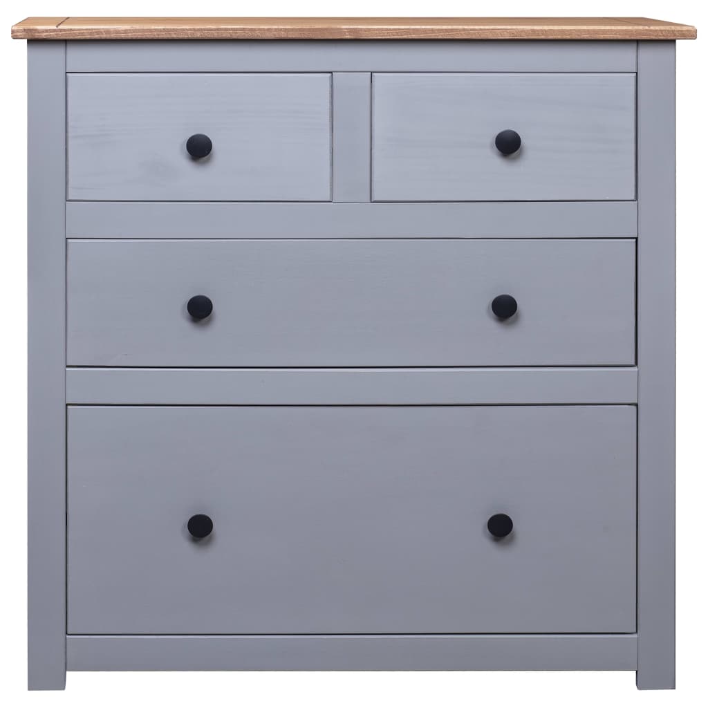 Credenza Grigia 80x40x83 cm in Legno Massello di Pino Panama