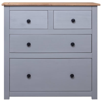 Credenza Grigia 80x40x83 cm in Legno Massello di Pino Panama