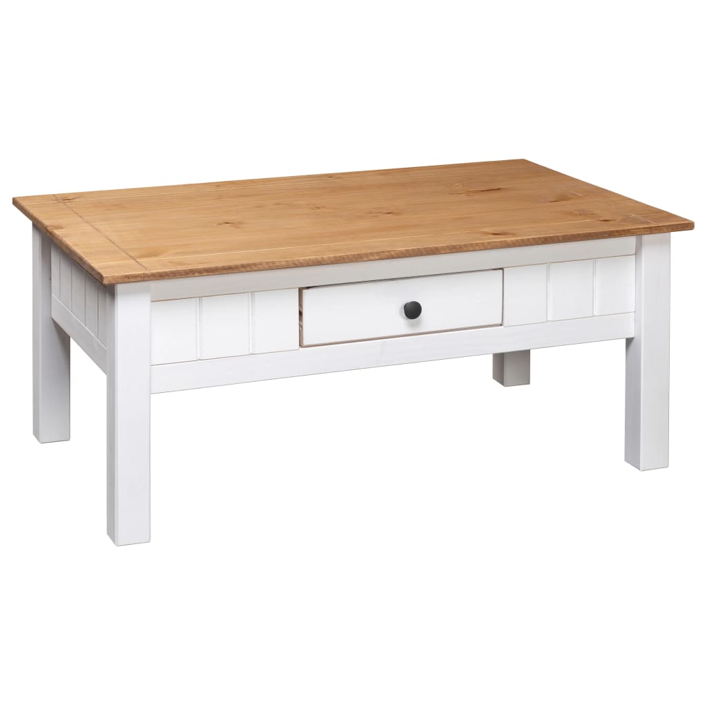 Tavolino Salotto Bianco 100x60x45cm Pino Massello Panama Range
