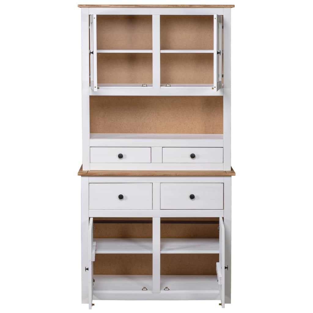 Credenza Bianca 93x40,5x180 cm in Legno Massello di Pino Panama