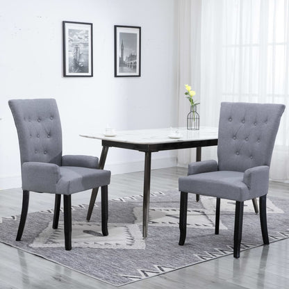 Sedie da Pranzo con Braccioli 2 pz Grigio Chiaro in Tessuto