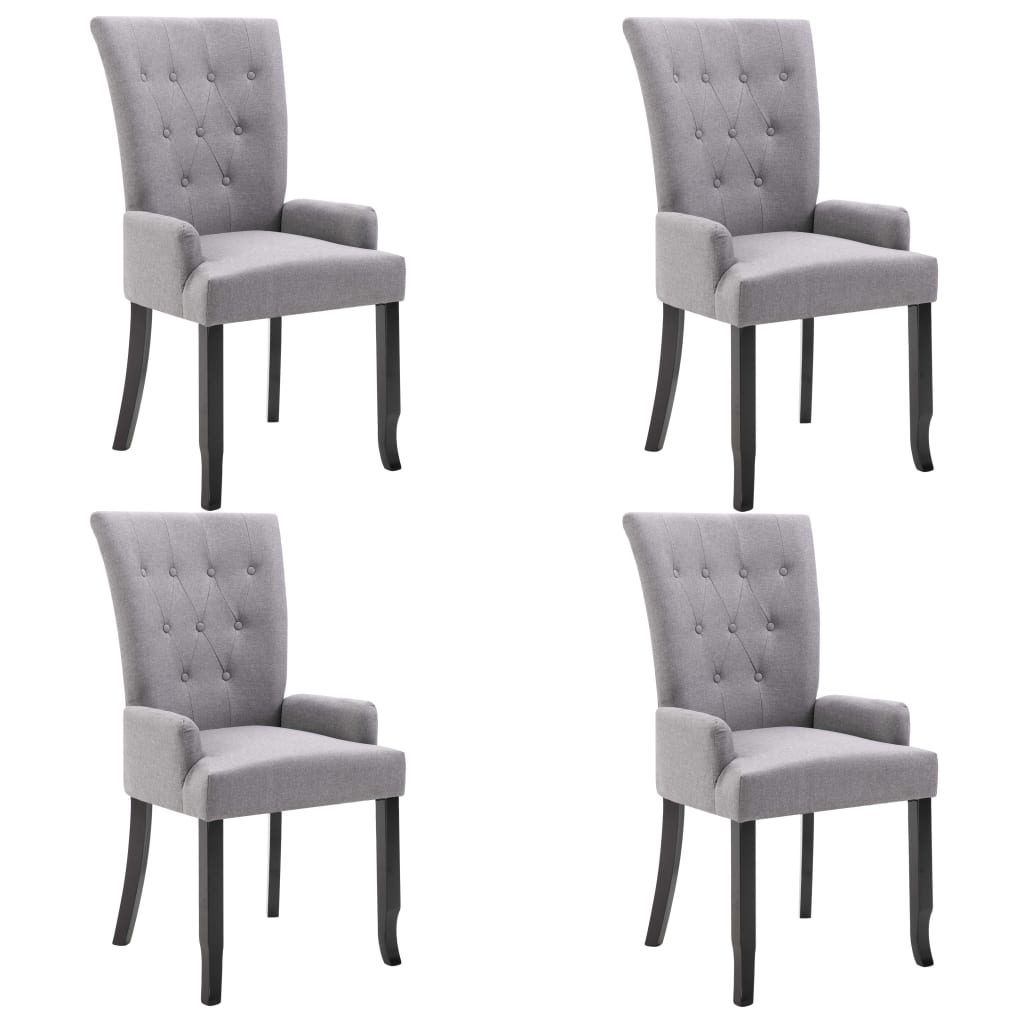 Sedie da Pranzo con Braccioli 4 pz Grigio Chiaro in Tessuto
