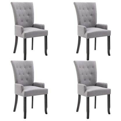 Sedie da Pranzo con Braccioli 4 pz Grigio Chiaro in Tessuto