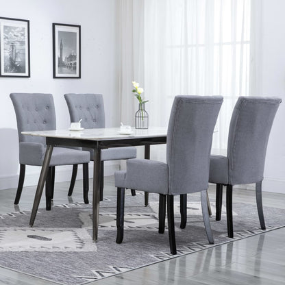 Sedie da Pranzo con Braccioli 4 pz Grigio Chiaro in Tessuto