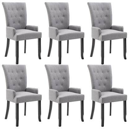 Sedie da Pranzo con Braccioli 6 pz Grigio Chiaro in Tessuto