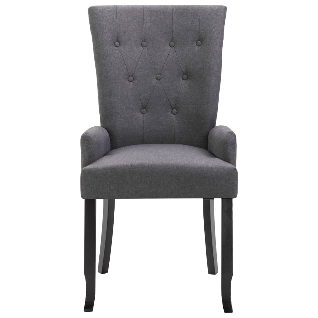 Sedie da Pranzo con Braccioli 4 pz Grigio Scuro in Tessuto