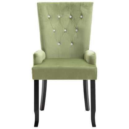 Sedia da Pranzo con Braccioli 2 pz Verde Chiaro in Velluto