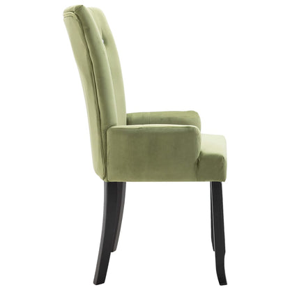 Sedia da Pranzo con Braccioli 2 pz Verde Chiaro in Velluto